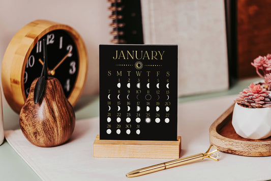 2024 Lunar Desk Calendar In Black And Gold