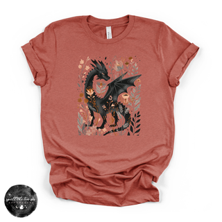 Black dragon graphic tee Bella Canvas shirt clay