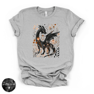 Black dragon graphic tee Bella Canvas shirt grey