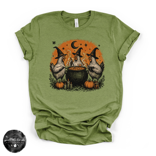 Chicken Witch Trio Tee | Funny Halloween Chicken Graphic T-Shirt