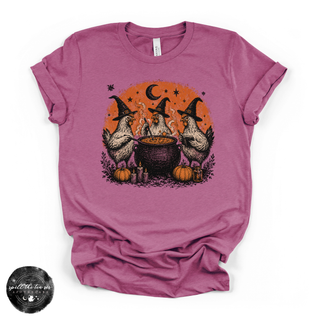 Chicken Witch Trio Tee | Funny Halloween Chicken Graphic T-Shirt