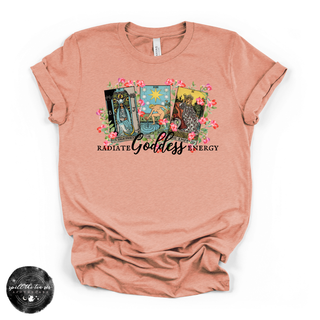 Radiate goddess energy graphic tee Bella Canvas shirt sunset