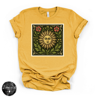 Sun mural celestial graphic tee Bella Canvas shirt yellow