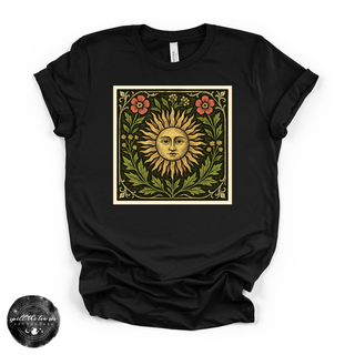 Sun mural celestial graphic tee Bella Canvas shirt black