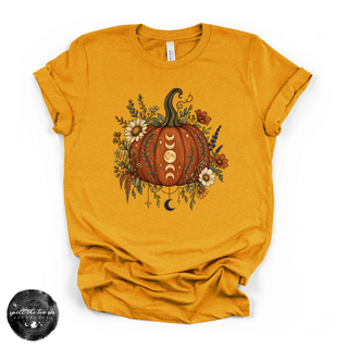 Moon Phase Pumpkin Tee | Celestial Fall Graphic T-Shirt