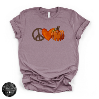 Peace Love Pumpkin Tee | Cozy Fall Graphic T-Shirt