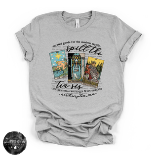 Spill the tea sis tarot graphic tee Bella Canvas shirt grey