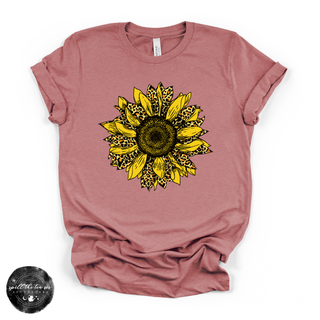 Cheetah Sunflower Tee | Boho Floral Leopard Print Graphic T-Shirt