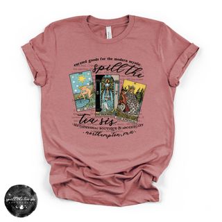 Spill the tea sis tarot graphic tee Bella Canvas shirt mauve