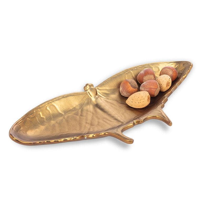 Wide Butterfly Dish-Gold