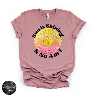 Sun is shining and so am I graphic tee Bella Canvas shirt orchid