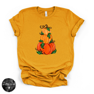Pumpkin Trio Stack Tee | Vintage Autumn Pumpkin Graphic T-Shirt