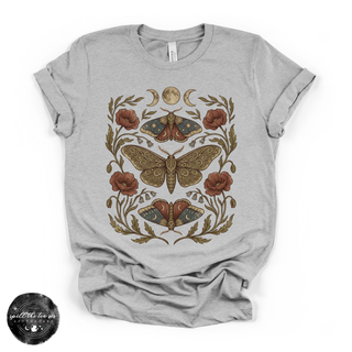 Harvest Moon Moth Tee | Celestial Botanical Moth Graphic T-Shirt