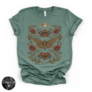 Harvest Moon Moth Tee | Celestial Botanical Moth Graphic T-Shirt