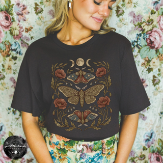 Harvest Moon Moth Tee | Celestial Botanical Moth Graphic T-Shirt