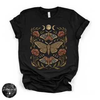 Harvest Moon Moth Tee | Celestial Botanical Moth Graphic T-Shirt