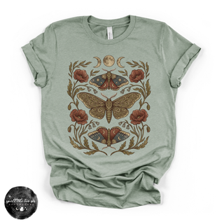 Harvest Moon Moth Tee | Celestial Botanical Moth Graphic T-Shirt