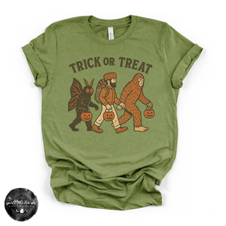 Cryptid Trick or Treat Tee | Funny Halloween Bigfoot Graphic T-Shirt