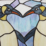 12"H Blue & Black Penguins Stained Glass Window Panel
