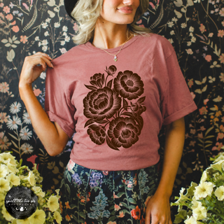 Brown Rose Tee | Vintage Botanical Floral Graphic T-Shirt