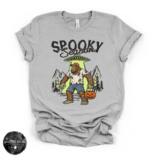 Spooky Season Bigfoot Alien Crossover Tee | Funny Cryptid Halloween Graphic T-Shirt
