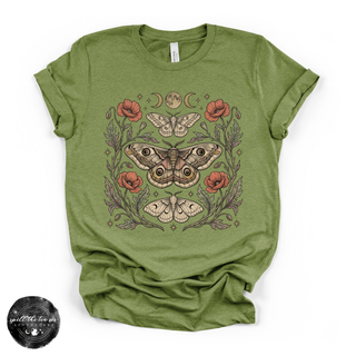 Midnight Garden Moth Tee | Celestial Botanical Moth Graphic T-Shirt