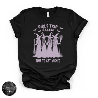 Girls Trip to Salem Tee | Witchy Travel Graphic T-Shirt {WHITE DESIGN}