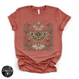 Midnight Garden Moth Tee | Celestial Botanical Moth Graphic T-Shirt