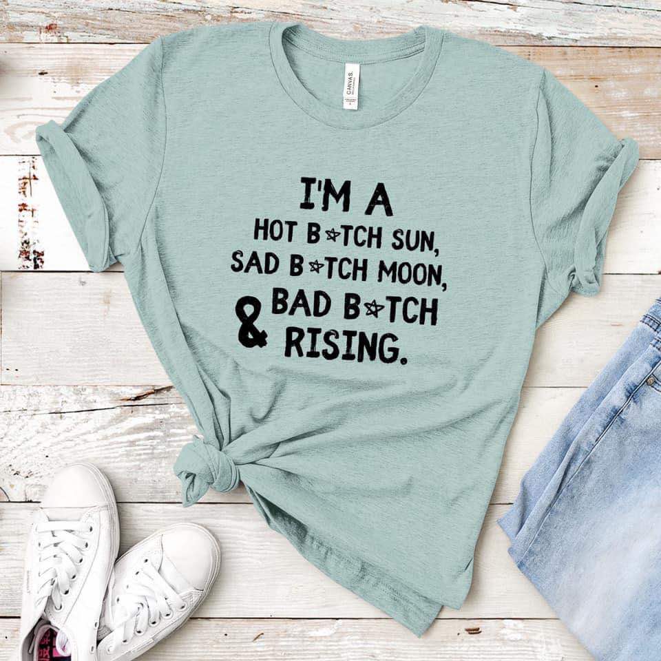 Bad B*tch Rising - Heather Dusty Blue Bella Canvas T Shirt