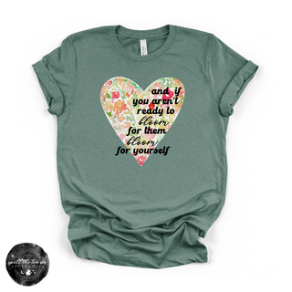 Bloom for yourself inspirational graphic tee dusty blue