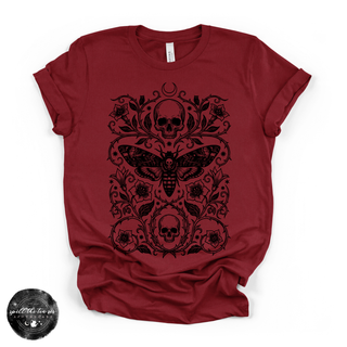 Skull Moth Tee | Gothic Death's Head Moth Graphic T-Shirt {BLACK DESIGN}
