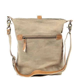 Plain Canvas & Leather Crossbody Bag With Buckle