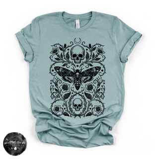 Skull Moth Tee | Gothic Death's Head Moth Graphic T-Shirt {BLACK DESIGN}