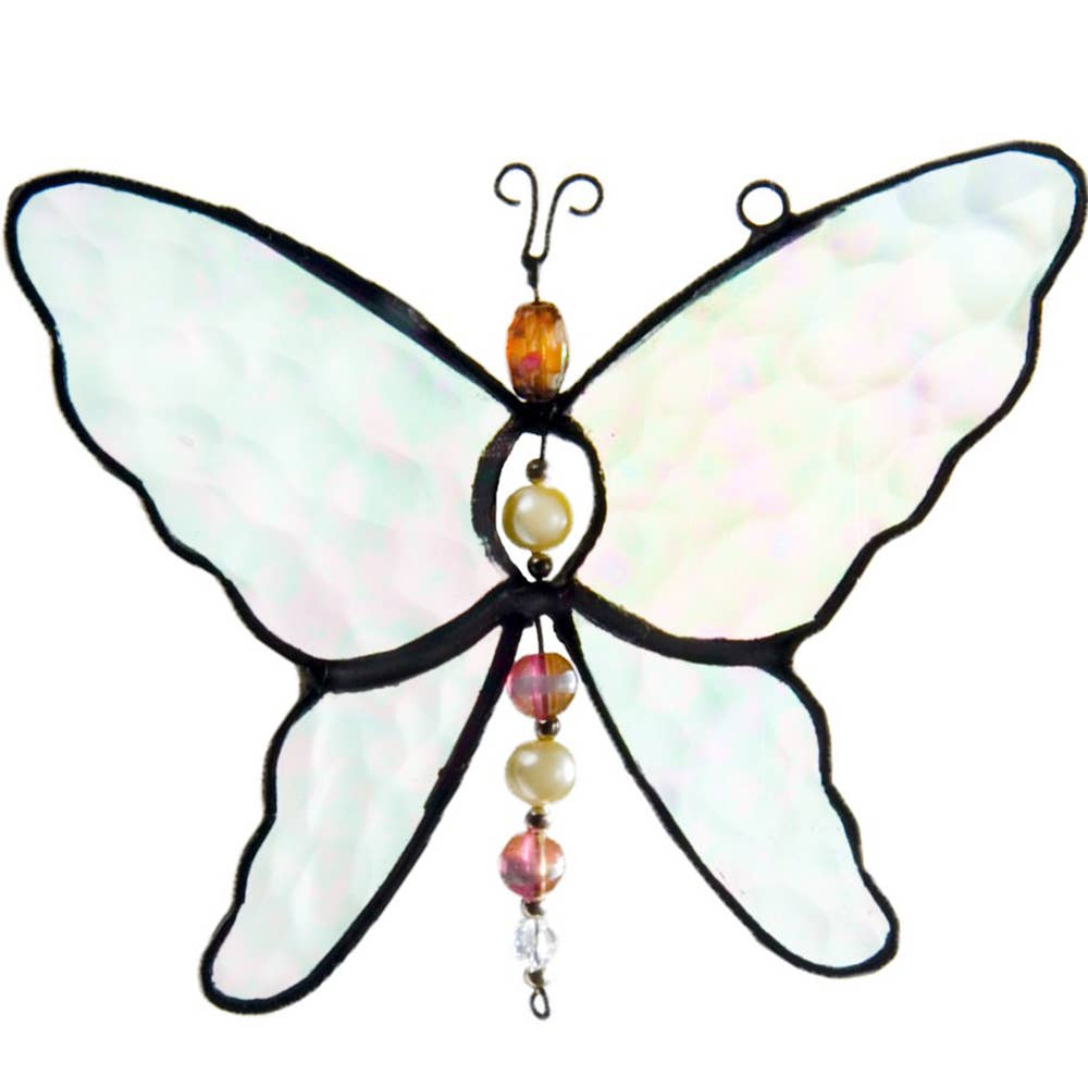 Clear Butterfly Sun Catcher Ornament Stained Glass J Devlin