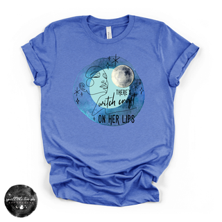 There’s witchcraft on her lips graphic tee Bella Canvas shirt blue