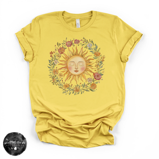 Celestial sun graphic tee Bella Canvas shirt yellow