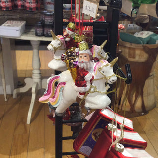 Magical Fantastical Christmas: Santa Riding Unicorn Ornament