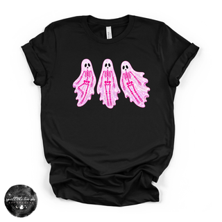 Pink Skeleton Ghosts Tee | Cute Coquette Halloween Graphic T-Shirt