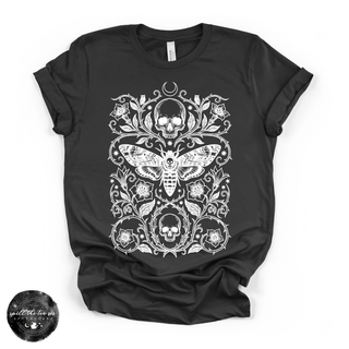 Skull Moth Tee | Gothic Death's Head Moth Graphic T-Shirt {WHITE DESIGN}