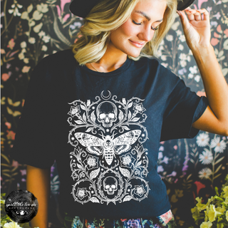 Skull Moth Tee | Gothic Death's Head Moth Graphic T-Shirt {WHITE DESIGN}
