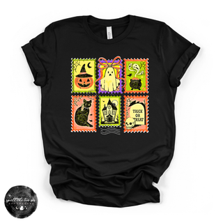 Halloween Stamps Tee | Vintage Spooky Postage Graphic T-Shirt