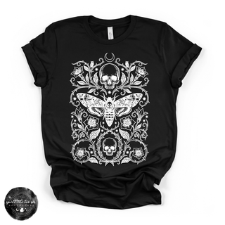 Skull Moth Tee | Gothic Death's Head Moth Graphic T-Shirt {WHITE DESIGN}