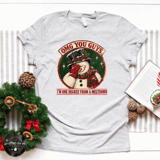 One Degree From Meltdown Tee | Funny Snowman Christmas Graphic T-Shirt