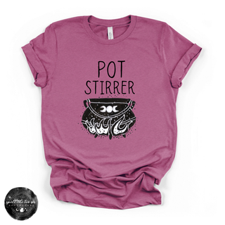 Pot stirrer graphic tee with cauldron design magenta