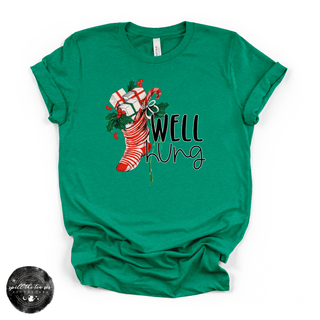 Well Hung Tee | Funny Christmas Stocking Graphic T-Shirt