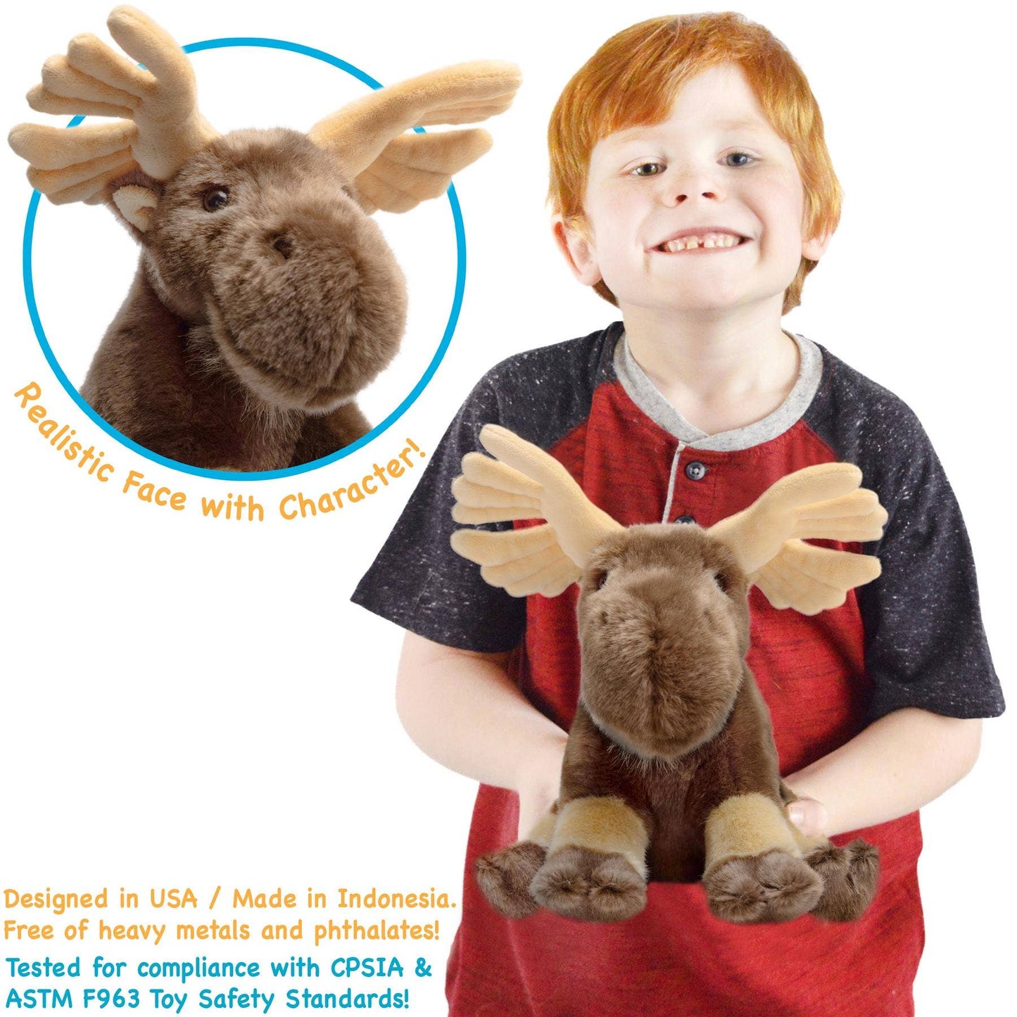 Martin The Moose | 12 Inch Stuffed Animal Plush | By Tiger T