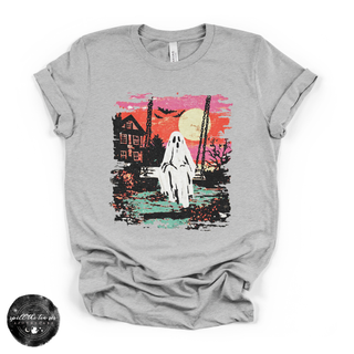 Ghost Sunset Tee | Retro Halloween Ghost Graphic T-Shirt