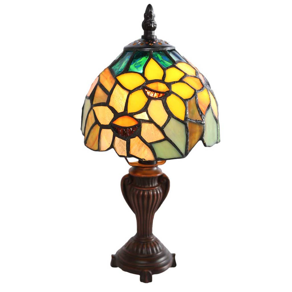 11.50"H Nora Yellow & Green Sunflower Accent Lamp