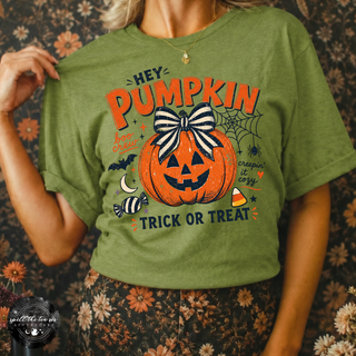 Hey Pumpkin, Trick or Treat? Tee | Cute Halloween Pumpkin Graphic T-Shirt