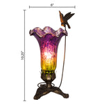10.25"H Hand Blown Mercury Glass Hummingbird Lily Lamp